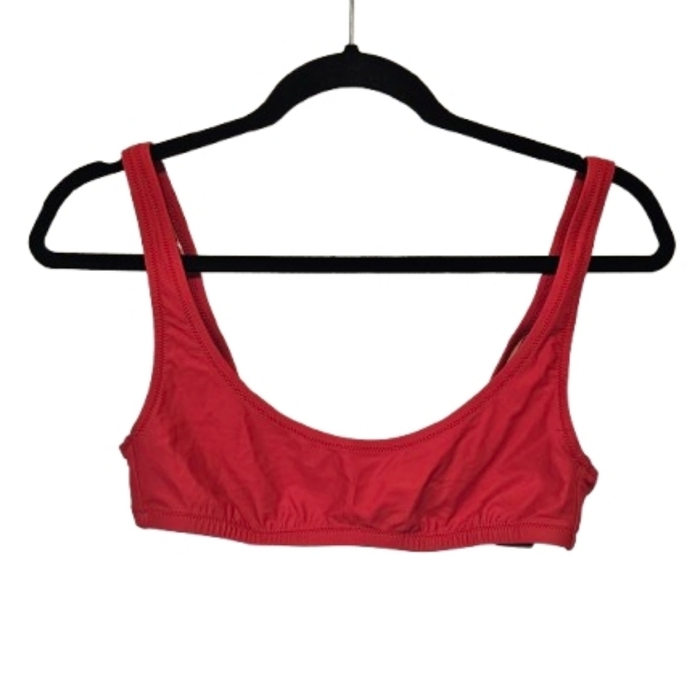 J. Crew Vibrant Red Scoop Neck Bikini Top Women's Size Small NWT